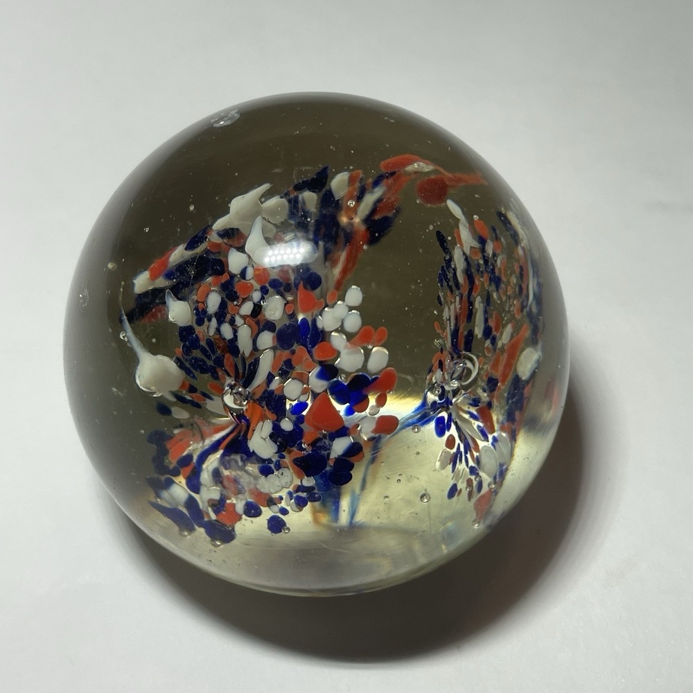 Vintage Art Glass Color Burst Bubble Rainbow Paperweight